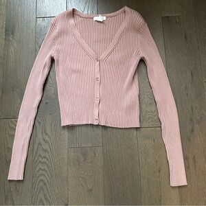 H&M Rib-Knit Cardigan - Pink Size M